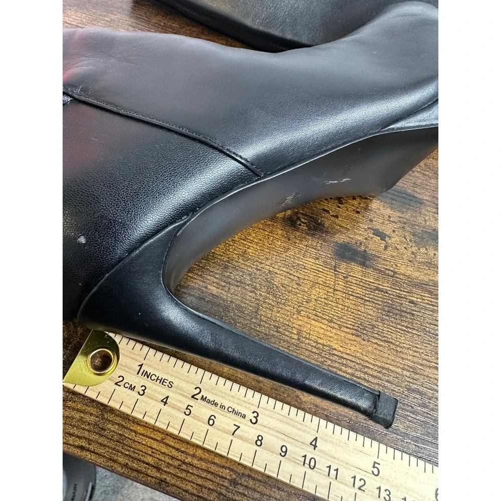 NINE WEST Quizme Black Soft Leather Platform Stiletto Heel Zip Tall Boot Size 11 - Picture 16 of 16